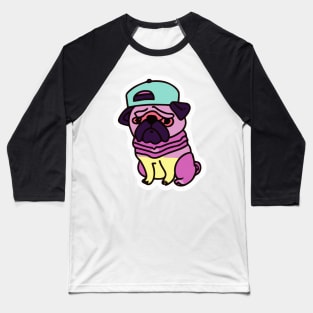 Hip Hop Pug 80s 90s Dog Lover Puppy Baseball T-Shirt